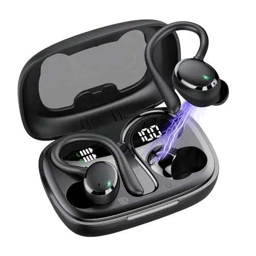 Kabellose Bluetooth 5.3 Sportkopfhörer mit tiefem Bass, 72 Std Akkulaufzeit, IP7 wasserdicht und Touch Control