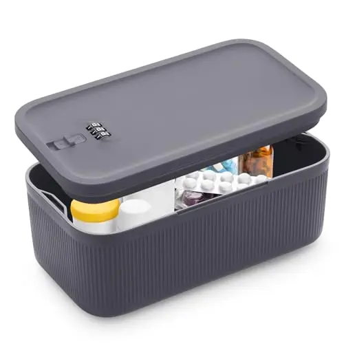 chefeggukk Kleine abschließbare Box mit Kombinationsschloss - Sicherer Aufbewahrungsort für Medikamente, Snacks & mehr - BPA-frei