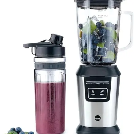 Wilfa Standmixer ACTIVLIFE I Smoothiemaker I 800 Watt mit 0,8l Mixbehälter und 2GO Flasche (silber-schwarz)