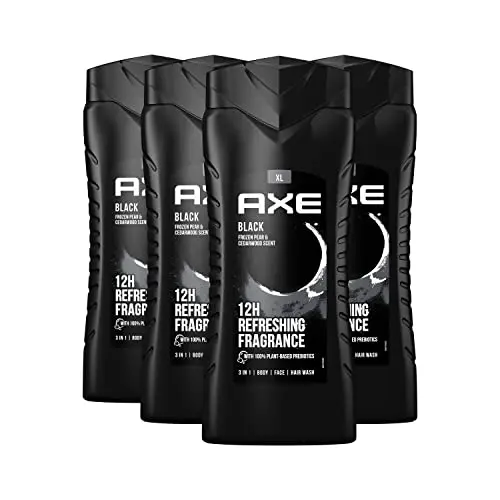 AXE 3-in-1 Duschgel & Shampoo Black XL – Bodywash & Shampoo für Körper, Gesicht & Haar – 4 Stück