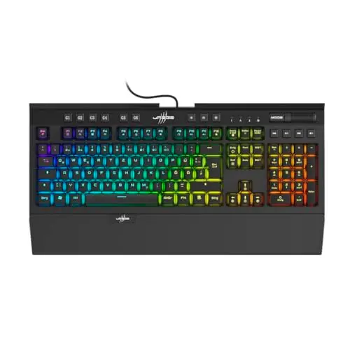 uRage Exodus 900 Gaming Tastatur, mechanisch, taktile braune Switches, lautlos, DE-Layout, RGB, Anti-Ghosting, Handballenauflage, schwarz