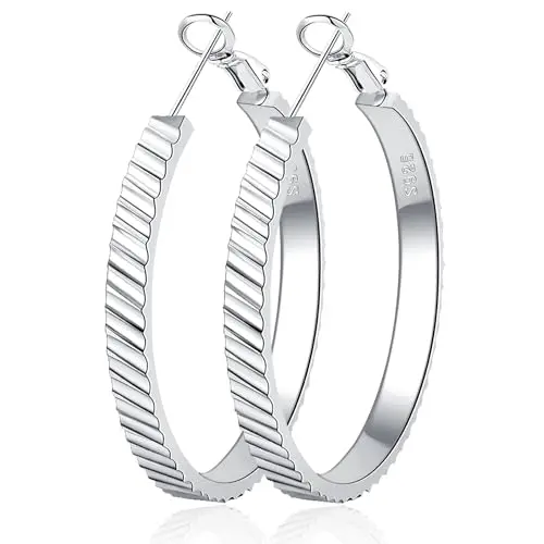 RANKEEF Große Silber Creolen für Damen - Minimalistisch & Hypoallergen