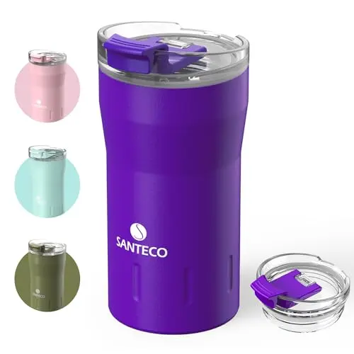 SANTECO Thermobecher, isolierter Edelstahl Travel Mug, 350ml (Violett)