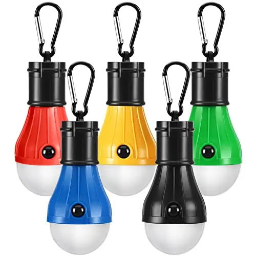 PEMOTech LED Campinglampe, 5er Set, tragbare Lichter mit 4 Modi, batteriebetrieben mit Clip für Camping und Outdoor-Aktivitäten