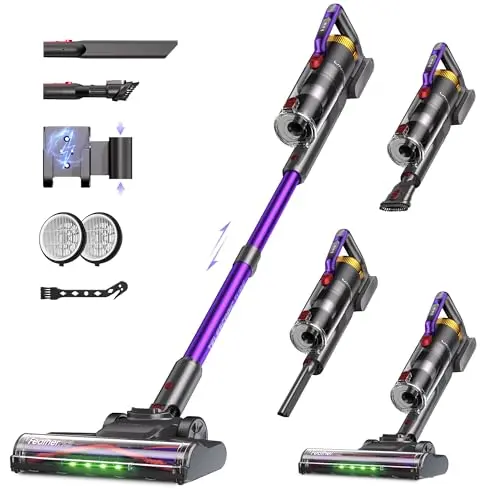 UNINELL HOME Akku Staubsauger 48000Pa, Kabellos mit LED-Display, Leise für Teppich, Hartboden und Tierhaare