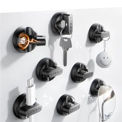 LISEN Magnetischer Kabel-Organizer, 8 Stück, leicht zu öffnen, stark klebend, für Schreibtisch, Nachttisch, Büro, Auto