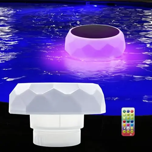 Fisca Pool Dosierschwimmer mit LED-Lichtern, 2 Stück, solarbetriebener Chemikalienspender für Außenpools