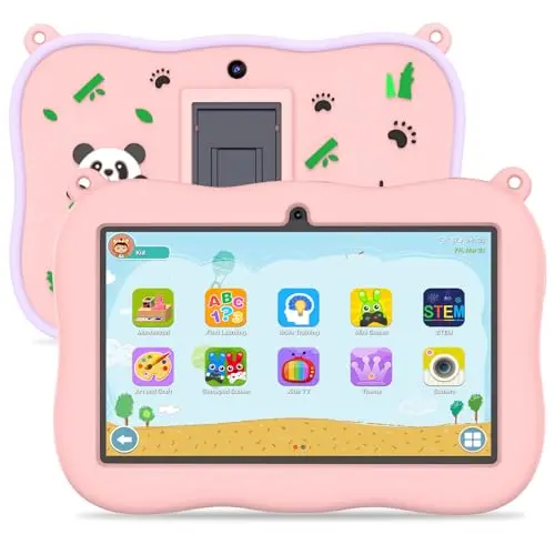 PRITOM 7-Zoll-Kinder-Tablet mit WiFi, 32GB, 2GB RAM, Kindersicherung, vorinstallierte Apps, rosa