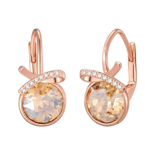 Elegante Kristall Creolen in Roségold-Optik, Funkelnde Ohrhänger für Damen - Modeschmuck Geschenk für Partys und Jubiläen