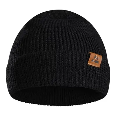 DANISH ENDURANCE Merino Mütze - Warme Wintermütze, Unisex, Schwarz, One Size