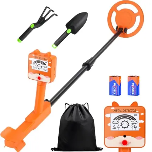 Metalldetektor für Kinder und Erwachsene, tragbar mit LCD-Display und verstellbarem Stiel für Outdoor-Erkundungen