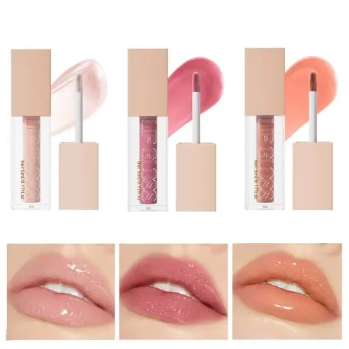 EONFAVE Lipgloss Set mit 3 Farben - Langanhaltender, glänzender Lippenstift für strahlende Lippen