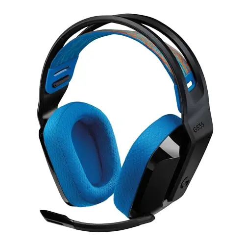 Logitech G G535 Wireless Gaming Headset - Leichter On-Ear-Kopfhörer mit Mikrofon, 33 Stunden Akkulaufzeit - Schwarz/Blau