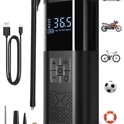 SERVOMASTER Elektrische Luftpumpe - Tragbare Akku Fahrradpumpe für Fahrrad, Auto und Motorrad (150 PSI)