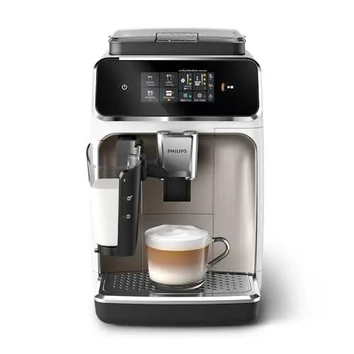 Philips 2300 Serie Vollautomatische Espressomaschine - 4 Getränke, modernes Touchscreen-Display, LatteGo, Weißes Chrom (EP2333/40)