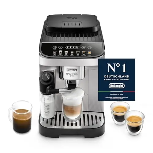 De’Longhi Magnifica Evo - Kaffeevollautomat für Cappuccino & Espresso, 7 One-Touch-Getränke, Silber