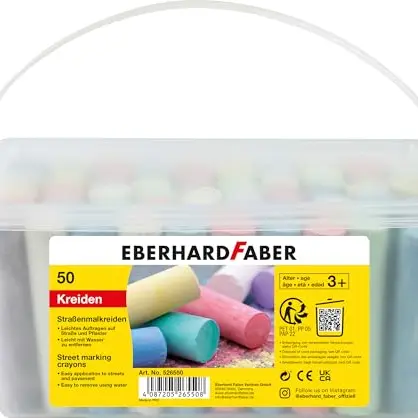 Eberhard Faber Straßenkreide 50er Eimer - 8 leuchtende Farben