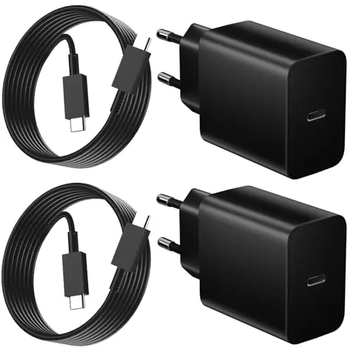 45W USB C Ladegerät für Samsung Galaxy S24, S23, S22, S21, A15 5G, A25, Z Fold 5, Tab S9 & S8 mit 2M Kabel (2-Pack)
