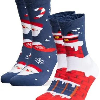 Occulto Weihnachts Socken für Damen & Herren 2er Pack Santa Blau 43-46
