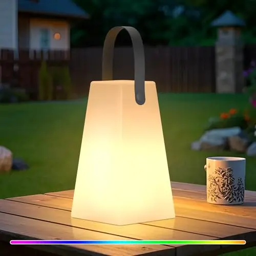 FUYO Kabellose LED Tischlampe - Dimmbare, 8 Farben, Fernbedienung, für Garten, Schlafzimmer, Camping