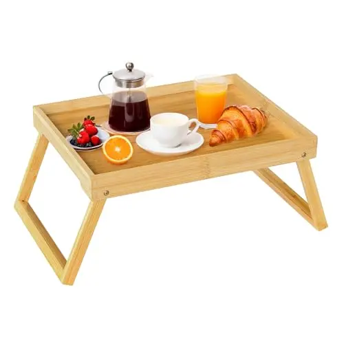 Betttablett mit klappbaren Beinen – Frühstück, Servieren und Laptop-schreibtisch (Beige)