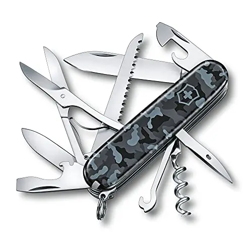 Victorinox Huntsman Schweizer Taschenmesser, Multitool mit 15 Funktionen, Navy Camouflage