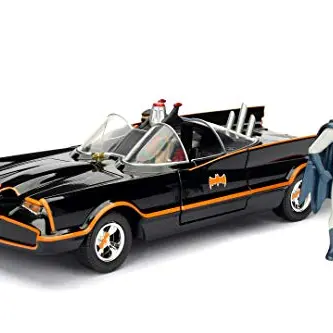 Jada Toys Batman 1966 Classic Batmobil, Spielzeugauto mit öffnenden Türen, Schwarz