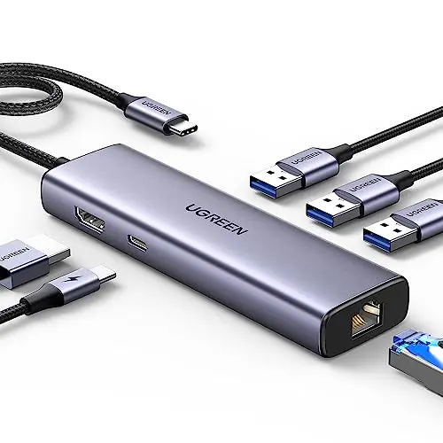 UGREEN USB-C Hub mit HDMI 4K, PD100W, 3x USB-A 3.0 - Kompatibel mit iPhone 16, MacBook Pro, iPad, Surface, Dell und mehr