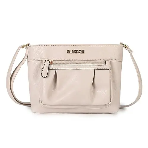 Gladdon Damen Handtasche Beige - Leichte Multi Pocket Umhängetasche im Vintage-Stil