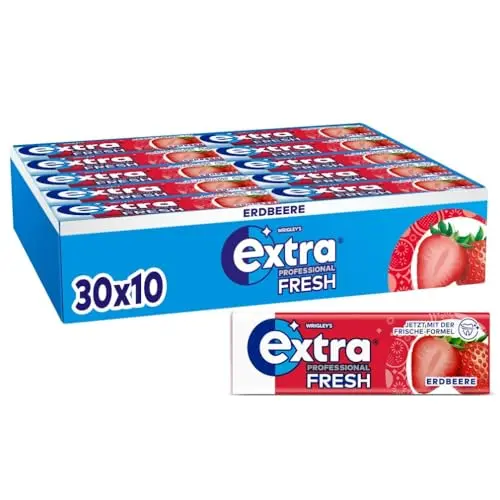 Extra Professional Fresh Erdbeere Kaugummi, zuckerfrei, 30x10 Dragees