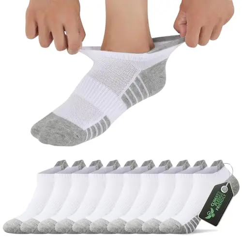 FALARY Herren Sneaker Socken 10 Paar Weiß - Atmungsaktive Kurzsocken für Sport