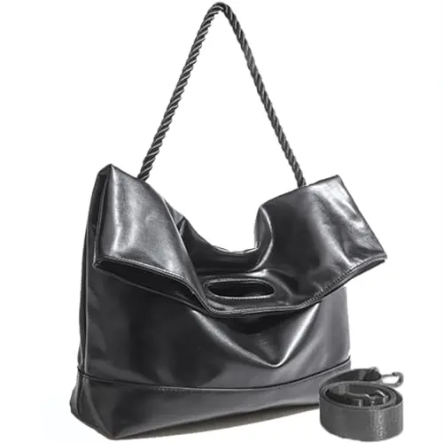 VOKUVIKU Damen Schultertasche Schwarz - Elegante PU Leder Shopper für Arbeit und Freizeit