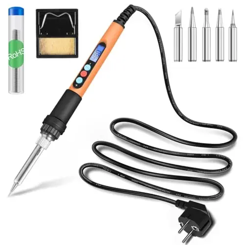 Handskit 90W Lötkolben Set mit LCD und 5 Lötspitzen, einstellbare Temperatur 180-480°C
