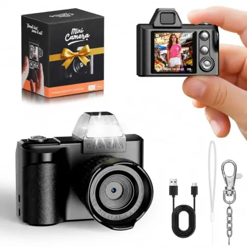 Maxmango Mini Schlüsselanhänger Digitalkamera – 1080P FHD Retro Kamera mit 1,3" Farbdisplay, kompakt & portabel für Reisen & Vlogging