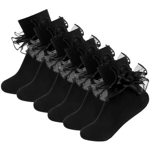 JJUNW 3 Paar Mädchen Socken, Rüschensocken für 8-11 Jahre