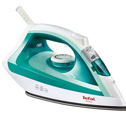 Tefal Virtuo Dampfbügeleisen, 1800 Watt, Antihaftsohle, vertikales Dampfglätten, weiß/türkis