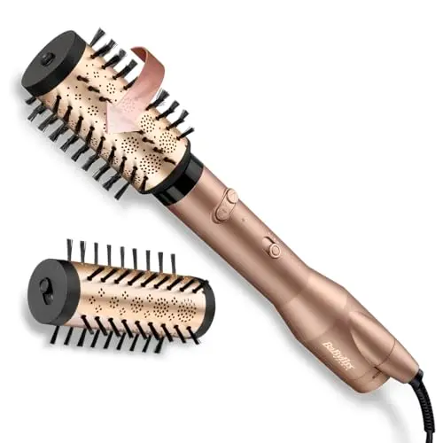 BaByliss Big Hair Rotierende Warmluftbürste mit Ionen-Technologie, 2 Aufsätzen (50mm & 40mm), 2 Temperaturen, Kaltstufe, champagner