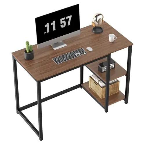 WOHOMO Computerschreibtisch, 100cm, rustikal braun mit Stauraum für Home Office