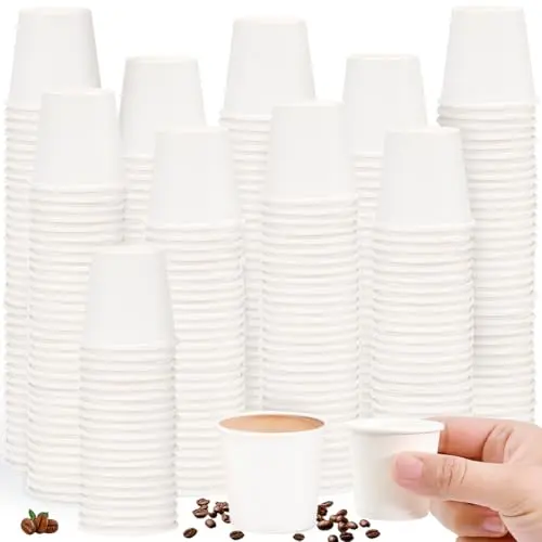 LANSKYLAN 500 Stück Mini Pappbecher 30ml für heiße Getränke und Schnaps – Einwegbecher für Party und Hochzeit
