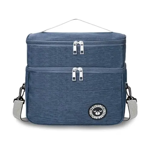 TUXUNQING Kühltasche klein 9,6L, faltbar, doppelschichtig, Lunchbag, isolierte Tasche für Arbeit, Reisen, Picknick, Blau, M