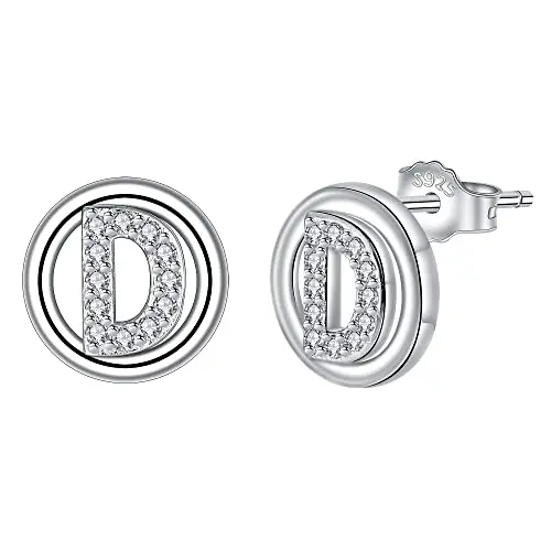 J.MUEN 925 Silber Buchstaben Ohrringe A-Z, Initiale Schmuck für Mädchen und Damen, Geburtstagsgeschenke