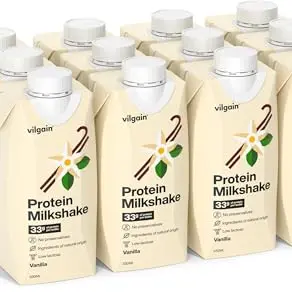Vilgain Protein Milkshake, 33g Eiweiß, Laktosearm, Vanille, 12x330ml