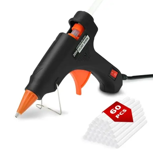 AUXHCYL Heißklebepistole mit 60 Mini-Heißklebesticks für Heim und Büro DIY Bastelarbeiten, 20W (Schwarz)