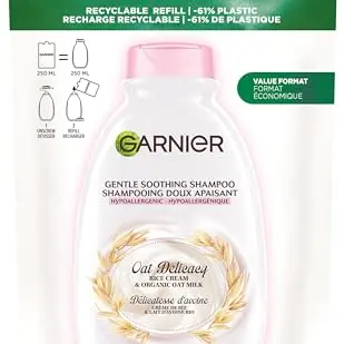 Garnier Wahre Schätze Hafermilch Shampoo Nachfüllpack, 250ml, feuchtigkeitsspendend, für empfindliches Haar und sensible Kopfhaut