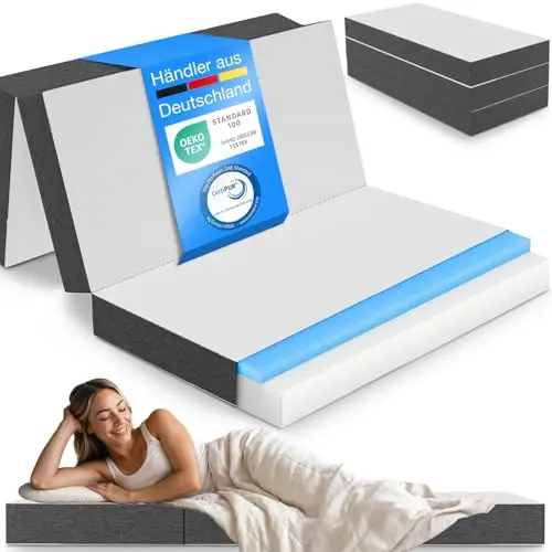ELONEO Premium Klappmatratze 120x200 cm, 15 cm hoch, ideal für Gäste und Reisen