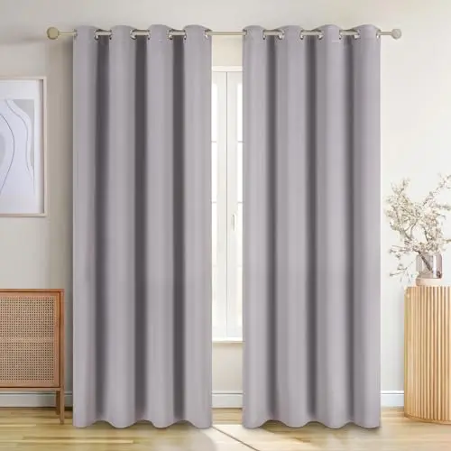 Blumtal Verdunklungsvorhänge 2er Set - Blickdichte Gardinen Grau 145x140cm mit Ösen - Thermovorhang und Lärmschutz