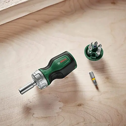 Bosch Stubby Ratschenschraubendreher 6-teilig – kompakt, ergonomisch, mit magnetischem Bithalter