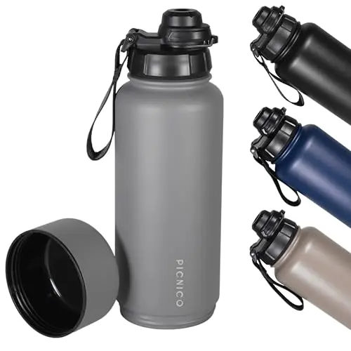 Picnico® Edelstahl Trinkflasche 1L – auslaufsicher & BPA-frei für Outdoor und Fitness