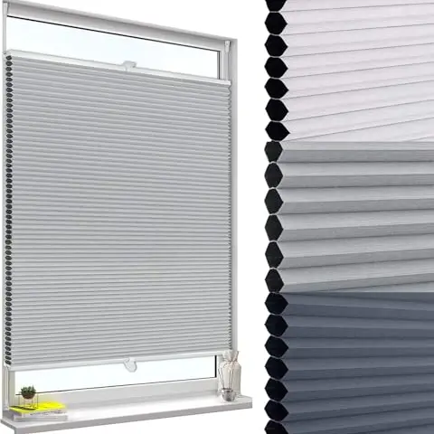 WOLTU Wabenplissee Grau-Weiß 70x120cm Doppelplissee, keine Bohrung, verdunkelnd, thermo, Sicht- & Sonnenschutz, Klemmlasche