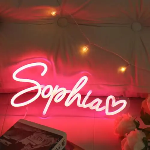 Personalisiertes Neon Schild für Wanddekoration - Hochzeit, Geburtstag, Party (rosa)
